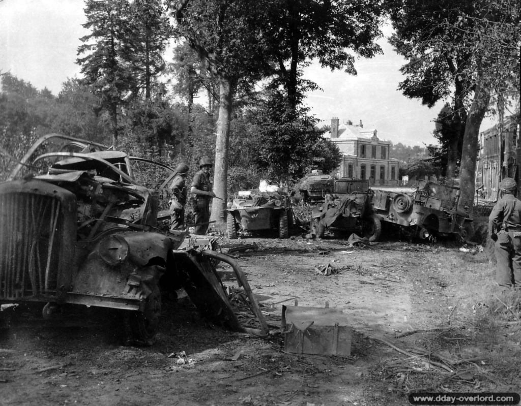 The approach to the Railway Station at Neufbourg-Mortain in August 1944