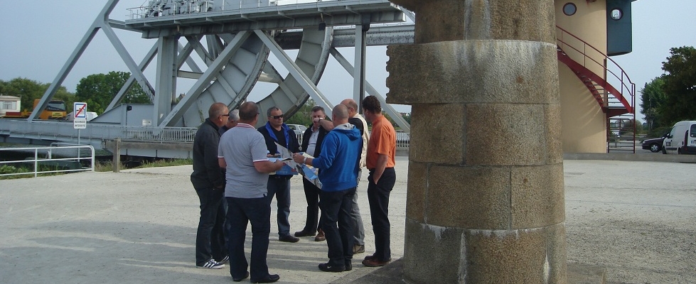 D-Day Tour Normandy, Malcolm Clough, Pegasus Bridge at the site of the battle for Pegasus Bridge. Normandy France