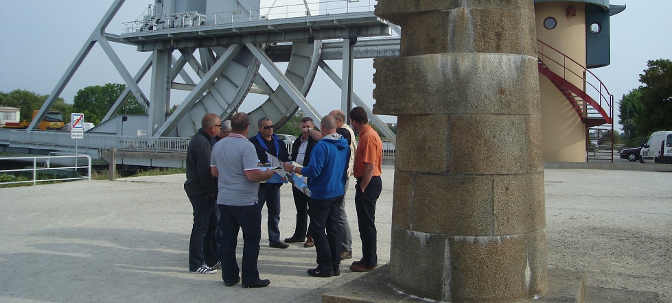 D-Day Tour Normandy, Malcolm Clough, Pegasus Bridge at the site of the battle for Pegasus Bridge. Normandy France