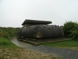 The control bunker on the cliff top overlooking the Normandy coast and Omaha and Gold Beaches