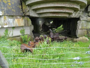 The smashed gun of No.4 casemate, Longues Sur Mer, the result of a direct hit by HMS Ajax on D-Day