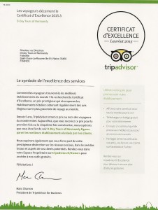 D Day Tours Certificate of Excellence