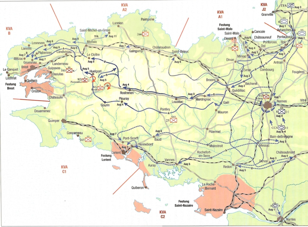 Advance into Brittany Map